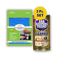 BKF Powdered Cleanser & No Smell, Non Scratch Dish Cloth 2PC set: Polish and Clean mud, grime, rust, stains All surfaces - Kitchen, Bathroom, Cookware, Outdoor