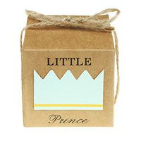 Vlovelife 50pcs Turquoise Blue Little Princess Paper Favor Boxes Gift Box + 50pcs Free Natural Jute Twine Cute Kraft Paper Gift Candy Box Baby Shower Birthday Party Favors - 2"x2"x2''