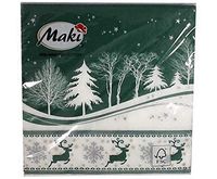 Polish Lunch Napkins Green Reindeer 13" x 13" 20 Count