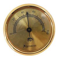 Cigar Hygrometer - Metal High Precision Round Analog Hygrometer with 3M Double Sided Tape - Size (2.95 * 2.95 * 0.6in) Gold