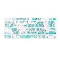 Case Star Feather Series Silicone Keyboard Cover Skin for MacBook 13-Inch Unibody/Macbook Pro 13, 15, 17-Inch and Apple Wireless Keyboard (White with Aqua Blue Feather)