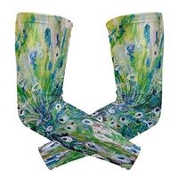 LEVEIS Peacock with Feather in Boom Bright Display Arm Sleeves UV Protection for Men Women Sunblock Protective Gloves Running Golf Cycling Driving Long Arm Cover 1 Pair
