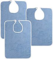 Utopia Towels 3 Pack Premium Quality Adult Terry Cloth Bibs, Blue, 100% Soft Cotton Reusable and Washable Bibs