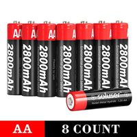 AA Batteries Rechargeable 1.2V Ni-MH 2800mAh High Capacity Long Lasting Double A Battery for Household and Business 8-Pack
