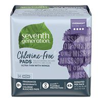 Seventh Generation Ultra Thin Pads, Overnight with Wings, Chlorine Free, 14 count Each, Pack of 6 (Packaging May Vary)