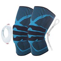 2Pcs/Pack,Knee Compression Sleeve - Knee Brace for Men & Women with Side Stabilizers & Patella Gel Pads for Knee Support. Meniscus Tear, Arthritis,3 Size (Blue, XL,18 3/4" - 21 3/4"in)