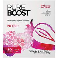 Pureboost Clean Energy Drink Mix. No Sugar, No Sucralose. Healthy Energy Loaded with B12, Antioxidants, 25 Vitamins, Electrolytes. (Berry Boost, 30 Count)