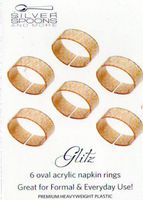 Set of 6 Oval Acrylic Napkin Rings - Gold Glitz Design