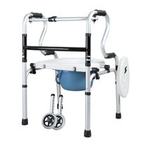 EGCLJ Bedside Walker Commode Chair Adjustable Height Folding Medical Walking Frame Rollator Walker Mobility Aid for Elderly/Seniors Handicap (Color : C)