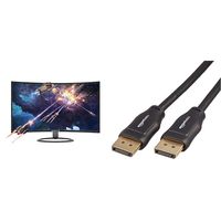 Sceptre 27" Curved 75Hz LED Monitor C278W-1920R Full HD 1080P HDMI DisplayPort VGA Speakers, Ultra Thin Metal Black & AmazonBasics DisplayPort to DisplayPort HD Display Cable - 6 Feet