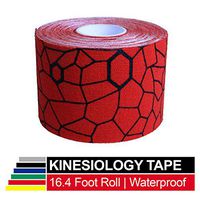 TheraBand Kinesiology Tape, Waterproof Physio Tape for Pain Relief, Muscle & Joint Support, Standard Roll with XactStretch Application Indicators, 2 Inch x 16.4 Foot Roll, Hot Red/Black