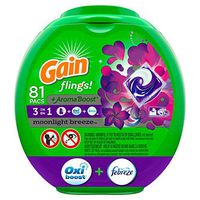 Gain flings! Laundry Detergent Pacs plus Aroma Boost, Moonlight Breeze Scent, HE Compatible, 81 Count (Packaging May Vary)
