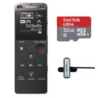 Sony ICD-UX560 Stereo Digital Voice Recorder w/Built-in USB w ECMCS3 Clip Style Mic Bundle
