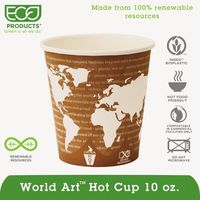 World Art Renewable Resource Compostable Hot Drink Cups, 10oz, Rust, 50/Pack, Sold as 50 Each