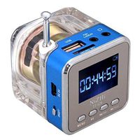 Haoponer Portable Mini Digital Display Screen Speaker USB Flash Drive Micro SD/TF Card Music MP3 Player FM Radio Blue