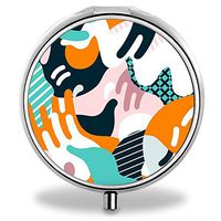 Image Pill Case, Round Stainless Drug Organizer Container Medicine Cover for Pocket Daily&Weekly