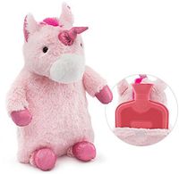 HomeTop Premium Classic Rubber Hot Water Bottle with Cute Unicorn Cover (2L, Pink)