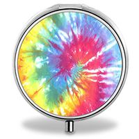 IMLONE Pill Organizer, Customized Tie Dye Design Pill Boxes with 3 Components and Mirror for Travelling and Daily Needs
