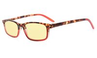 Eyekepper Blue Light Blocking Computer Glasses Women-Yellow Tinted Lens Eyeglasses (Red, 1.25)