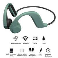 Womdee Bone Conduction Headphones, Sports Open Ear Wireless Headset Stereo Waterproof Sweatproof with Mic for Running, Sports, Fitness,Built-in 8G Memory for Andorid iOS Green