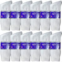 USBingoshop 12 Pairs Mens Physicians Approved Crew Diabetic Socks Cotton 10-13 (12 Pairs D-White)