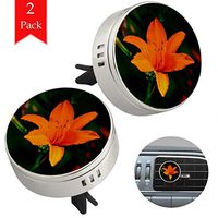Orange Flowers 2 pcs silver Car Essential Oil Diffuser Vent Clip Aromatherapy Diffuser Locket Air Freshener with 4 Refill Pads 1.33x1.83in