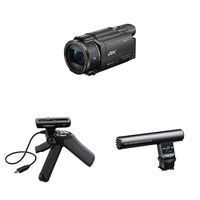 Sony FDRAX53/B 4K HD Video Recording Camcorder (Black) with ECMGZ1M microphone and GPVPT1 Grip & Tripod for Camcorders (Black)