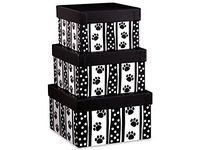 Nested Gift Boxes 3 Piece Set - Square - Polka Dot Paw Print