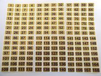 Minilabel Gold 16X10mm Consecutive, Sequential Number Sequence Labels, Numbering Stickers, From 1-168