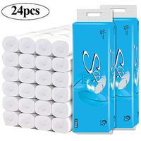 24 Rolls 4-Ply Toilet Paper, Bulk Wood Pulp Toilet Tissue Bath Tissue Towels Tissue Family Solid Roll Paper for Home Kitchen