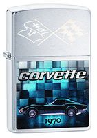 Zippo Lighter Chevy Corvette 1970 Brushed Chrome