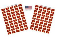 Made in USA! 100 Country Flag 1.5" x 1" Self Adhesive World Flag Scrapbook Stickers, Two Sheets of 50, 100 International Sticker Decal Flags Total (Montenegro)