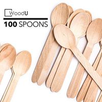 Disposable Wooden Eco Friendly Utensils, Cutlery Biodegradable Compostable Natural Birchwood Spoon, Party supplies Camping BBQ, Picnic, Birthday parties GO GREEN! (6.1/4" 100 Pack)