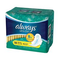 Always Ultra Thin Pads Regular Flexi-Wings 18 ea (Pack of 6)