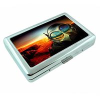 Alien Space Man Em1 Hip Silver Cigarette Case Id Holder Metal Wallet 4" X 2.75" RFID Protection