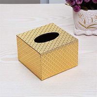 T-ZJHC Hotel Restaurant European Creative Small Napkin Tray Square Tray Paper Towel Box, Gold Plaid