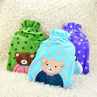 SUWIN Cartoon Animal Colorful Wave Dot Plush Hot Water Bottle Three-Piece, PVC Intervening Hand Warmer, Water Injection Portable Warm Water Bag
