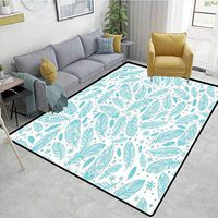 Bigdatastore Feather Floral Area Rug for Kids Room, Vintage Monochrome Pattern of Quills and Sun Motifs Aztec Design, Fashionable High Class Living Dinning Room(2.5'x 7')