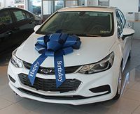 30" Magnetic "Happy Birthday" Car Bow - Made in USA (Blue)