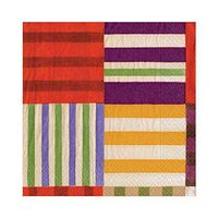 Caspari Striped Patchwork Paper Luncheon Napkins in Purple, 80 Count
