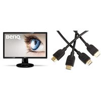 BenQ GL2760H 27 Inch 1080p Gaming Monitor, HDMI, DVI, Built-in Speakers, Eye Care Technology, ZeroFlicker, Energy Star Certified Monitor & AmazonBasics High-Speed HDMI Cable, 6 Feet, 2-Pack