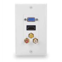 BATIGE HDMI VGA 3 RCA Composite Wall Plate Audio Video Outlet Mount Socket Face Plate Cover Panel Dock