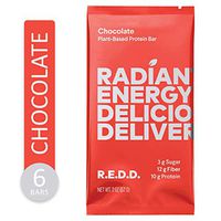 REDD Vegan Protein Bar - Chocolate - 6 Bars - Healthy Snack with 10g Plant-Based Protein, Low Sugar, Gluten-Free, Dairy-Free, High Fiber, Probiotics