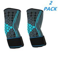 （2 Packs) Adjustable Compression Elbow Support Elbow Brace Sleeves with Strap for Running,Fitness, Basketball,Volleyball,Table Tennis, Relieve Muscle Damage, Tendonitis, Arthritis (Blue, M)