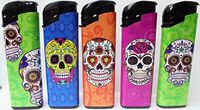 16 Assorted Sugar Skull Design Electric Lighters (Designs Randomly Selected) 1274CS