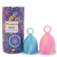 FENGHUANG Menstrual Cup with Ring for Beginners-Easy Removal-Soft Reusable Period Cup Tampon and Pad Alternative Regular Flow with 2 Cups.