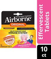 Airborne Pink Grapefruit Effervescent Tablets, 10 count - 1000mg of Vitamin C - Immune Support Supplement (Packaging May Vary) ( Pack of 2)