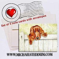 Michael Steddum Fence Talker, Irish Setter Note Card Set
