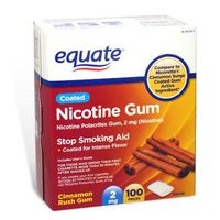 Equate - Nicotine Polacrilex Gum 2 mg, Coated, Cinnamon Rush Flavor, 100 Pieces