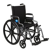 Medline Lightweight and User-Friendly Wheelchair with Flip-Back Desk Arms and Swing-Away Leg Rests for Easy Transfers, Gray, 18” x 16" Seat